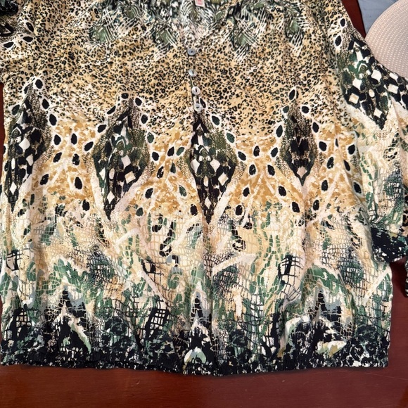 Anthropologie Fig & Flower Women's Animal Print Blouse Boho Peasant Medium - Picture 11 of 14